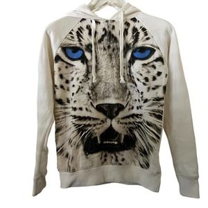 🌵 Cotton On Leopard Animal Print Cream Hoodie Pullover Sweatshirt - Size Small